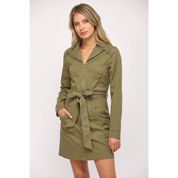 Long Sleeve Braided Mini Dress - Picture 1 of 8